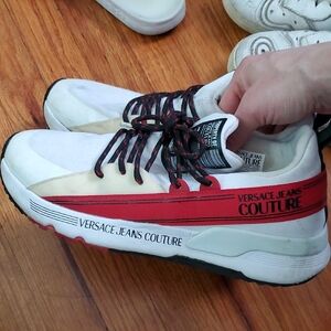 Versace Jeans Collection Men's White and Red Sneakers